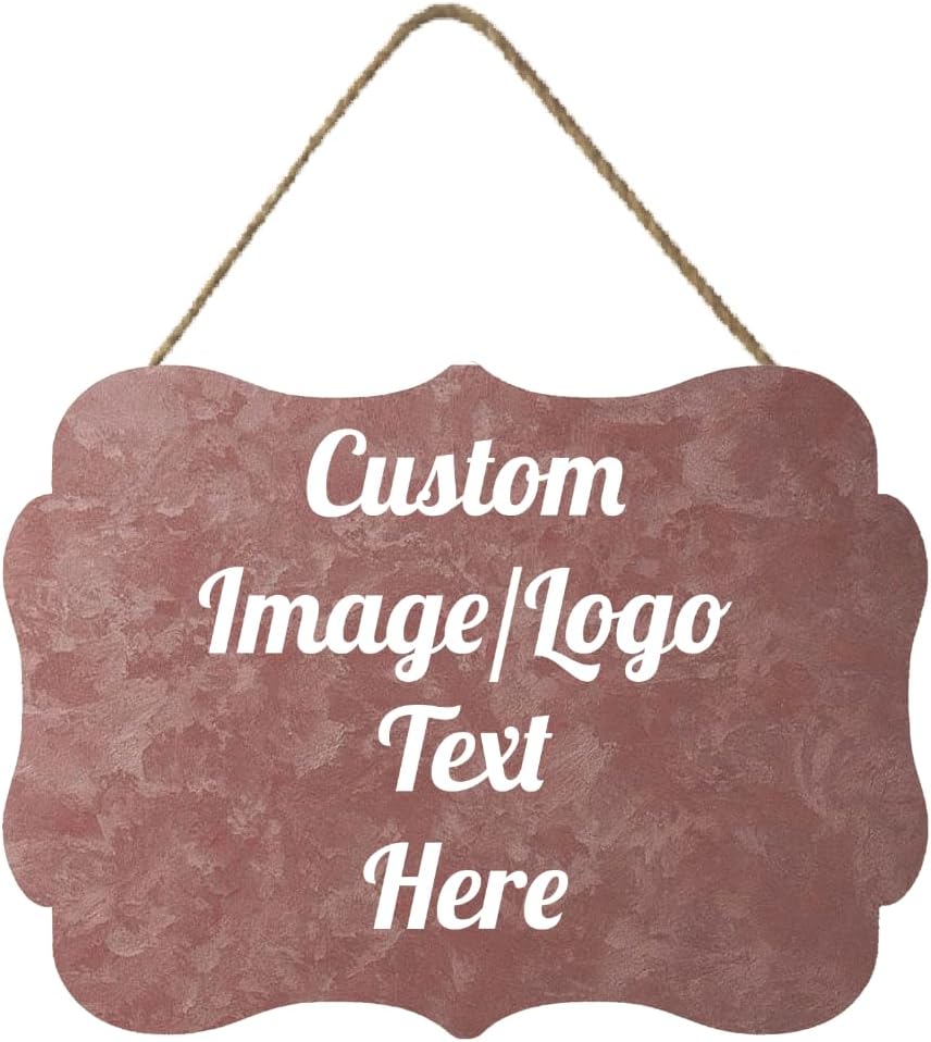 Personalized Wooden Welcome Sign for Front Door - Customized Home Decor with Image/Text - Hanging Farmhouse Decorations for Home Office - 11.2 * 8 Inch