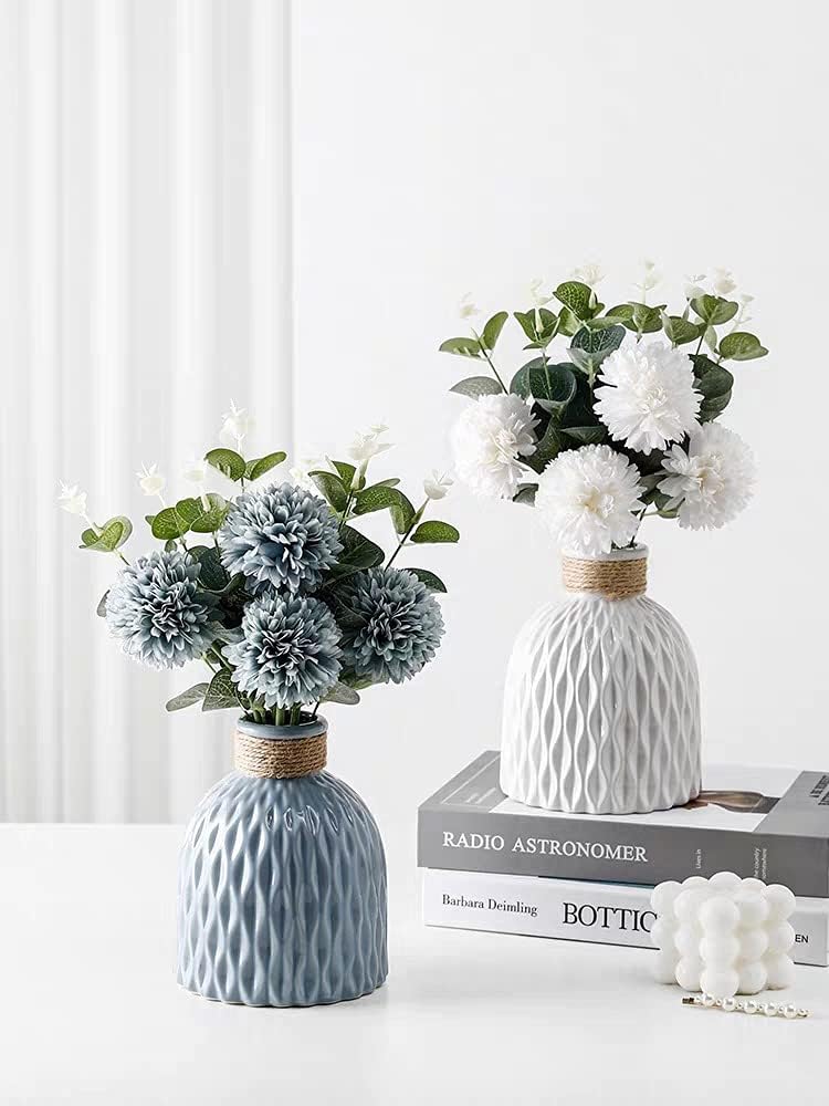 Kimura's Cabin 20Pcs Fake Mums Flowers Artificial Silk Chrysanthemum Ball Flower for Wedding Party Home Kitchen Table Core DIY Decoration Bouquets (Dark Blue)