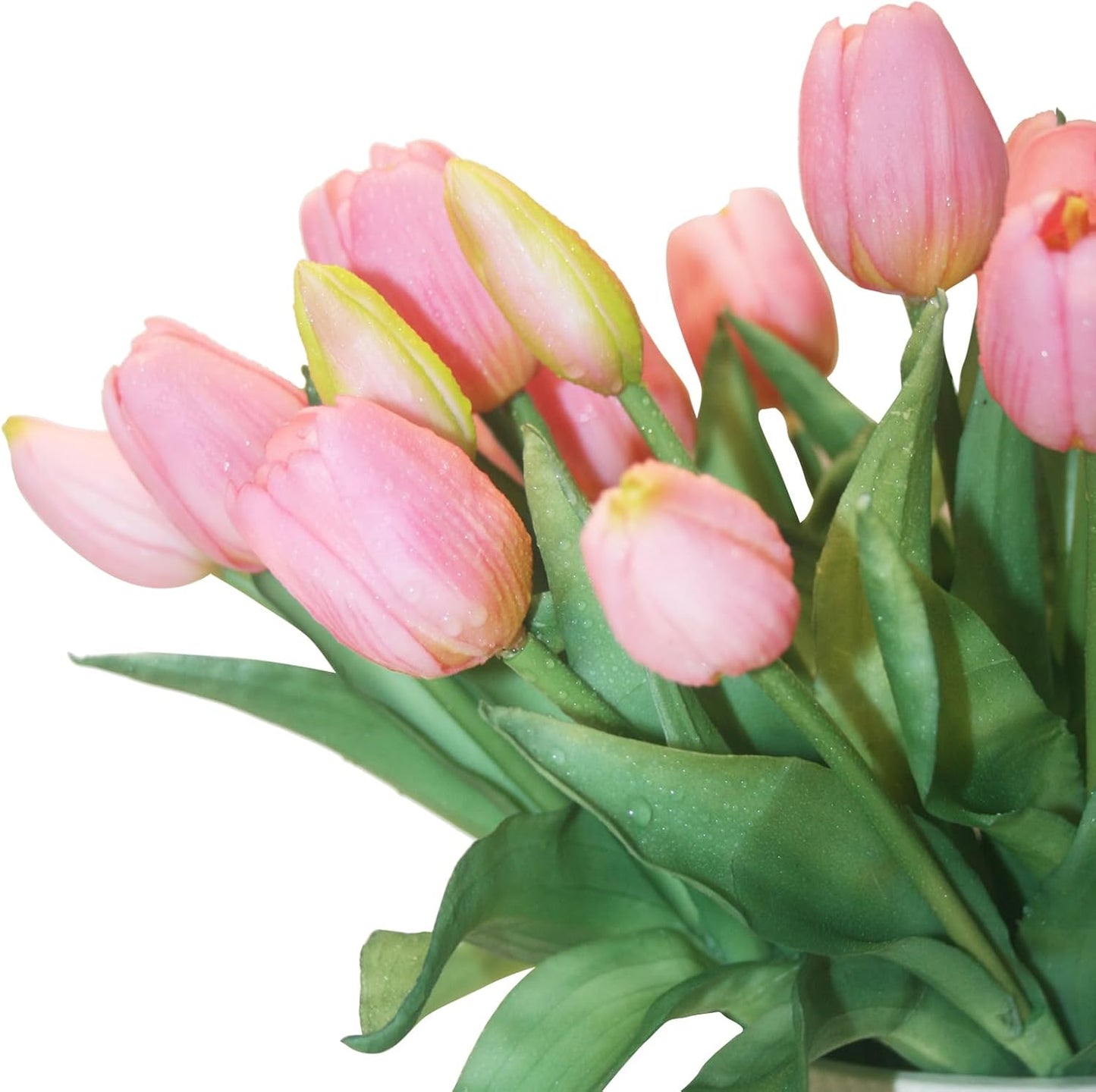 15pcs Artificial Tulips Flowers, Fake Tulips Real Touch, Faux Latex Bouquets, for Party Wedding Home Room Decoration (Pink)