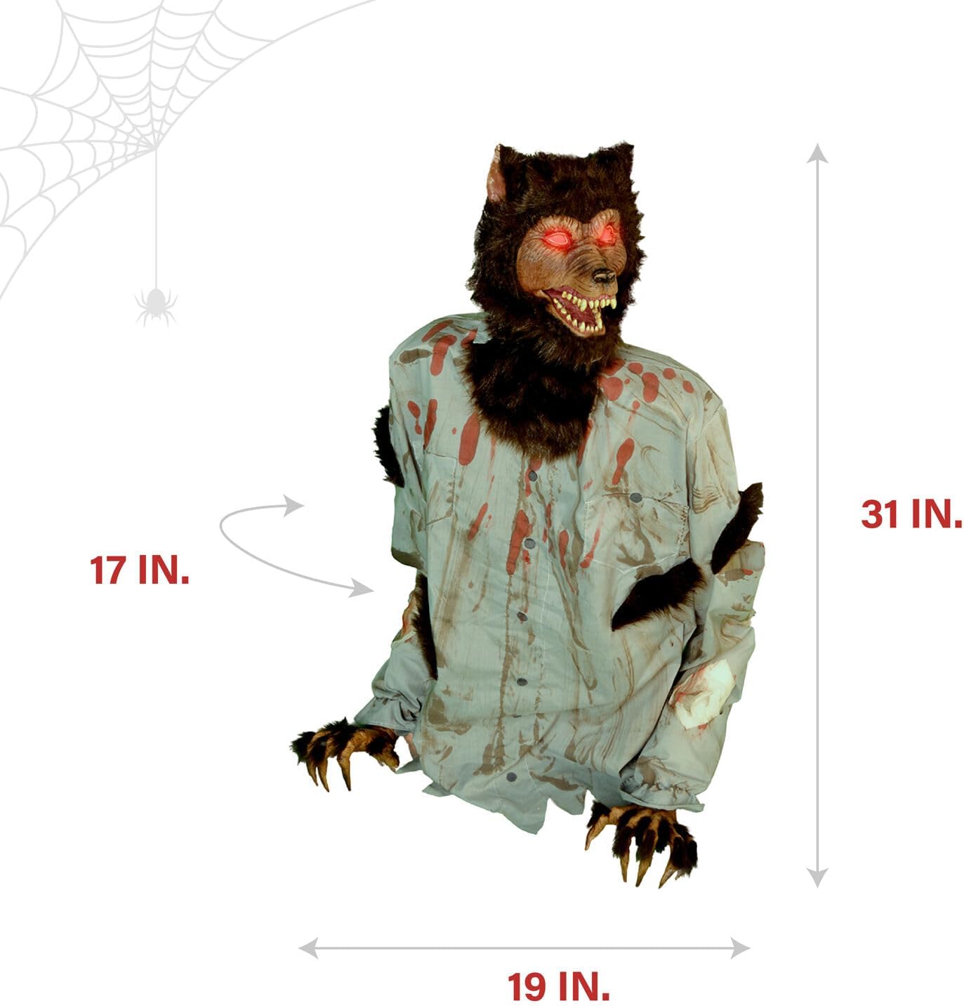 Haunted Hill Farm Howler by Tekky, Battery-Operated, Motion and Sound Activated Animatronic Werewolf with Sound Effects and Lights for Indoor or Covered Outdoor Creepy Halloween Decoration