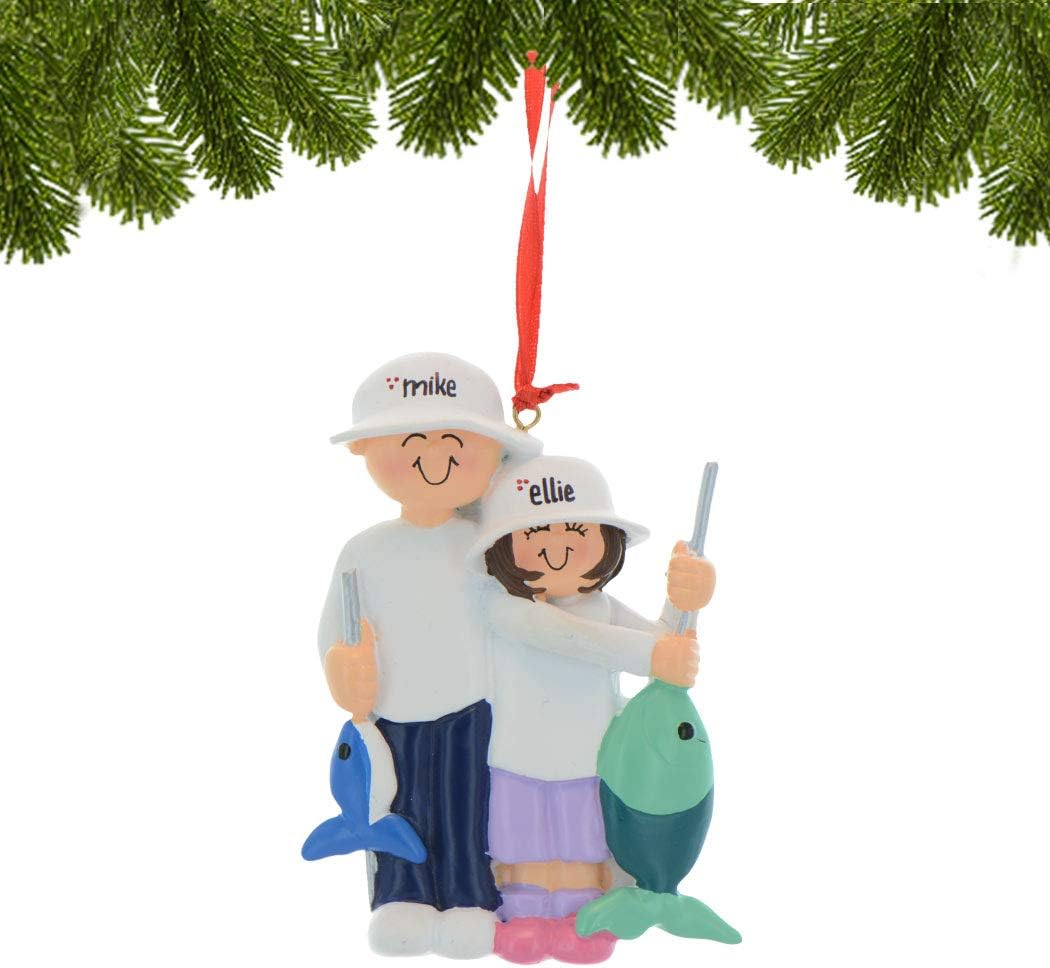 Personalized Family Christmas Ornament - Custom Father & Daughter Fishing Ornament for Christmas Tree