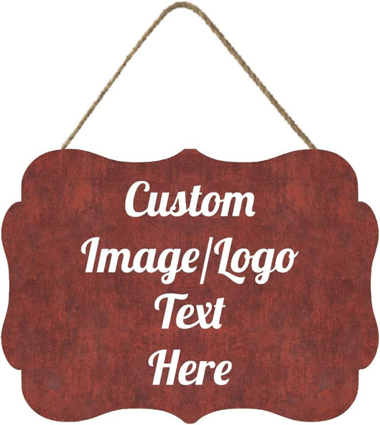 Personalized Wooden Welcome Sign Front Door Decor - Customized Text/Images - Farmhouse Style - 11.2 * 8 Inch