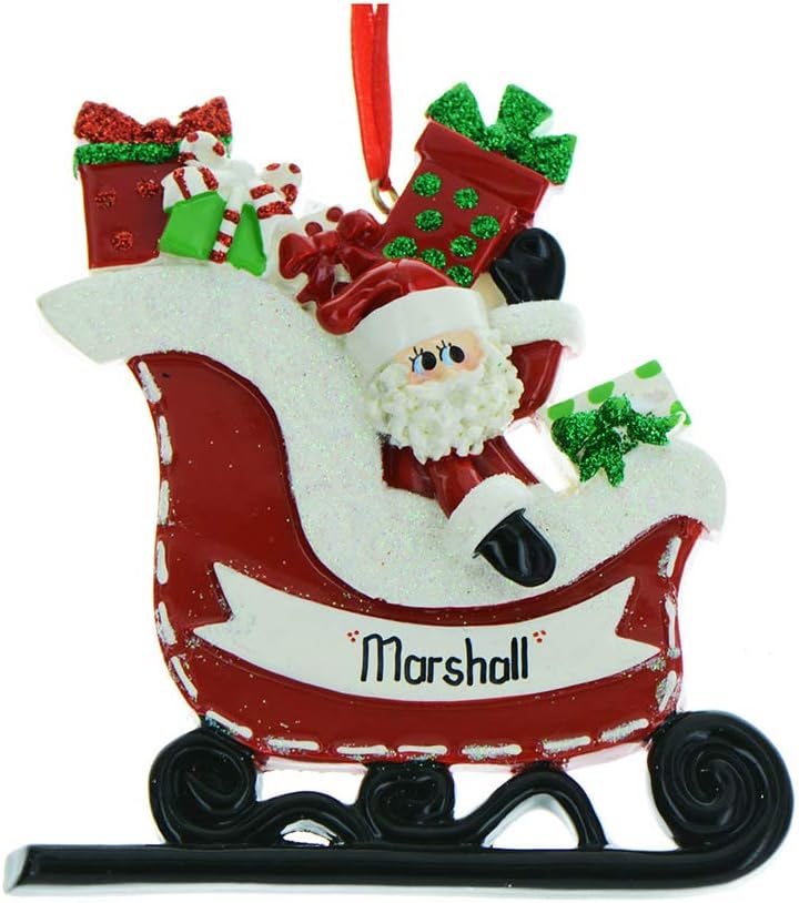 Personalized Christmas Ornaments 2024 - Customized Santa in Red Sleigh Keepsake Ornaments for Christmas Tree
