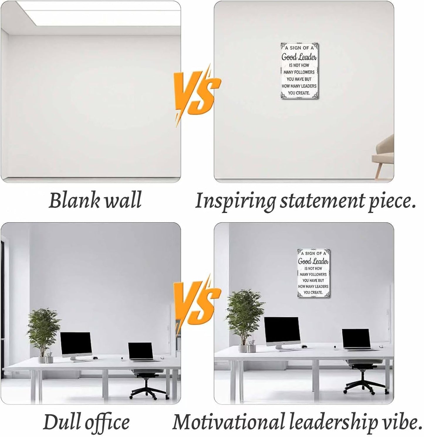 DZQUY Good Leader Metal Sign –12x8 Inches Inspirational Wall Art with Vintage Retro Design, Motivational Office & Home Decor for Living Room, Bedroom