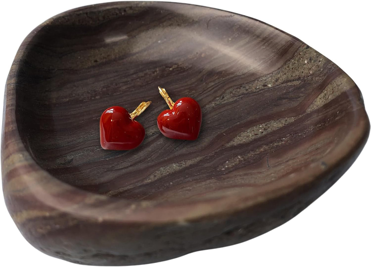 Handmade Decorative Bowl - Natural River Stone Pebble Artisan Crafted Serving Dish | 4-6 Inch Unique Decorative Tray for Home Centerpiece, Jewelry Holder (Brown)