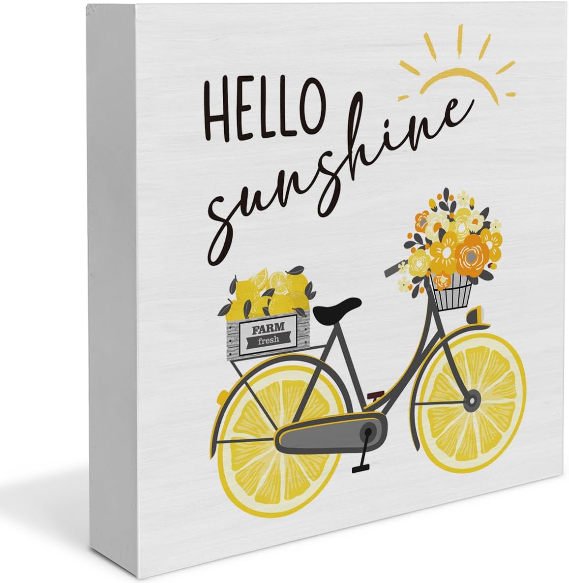 Lemon Decor Summer Decorations Hello Sunshine Wooden Sign Rustic Home Decor 5 x 5 Inches