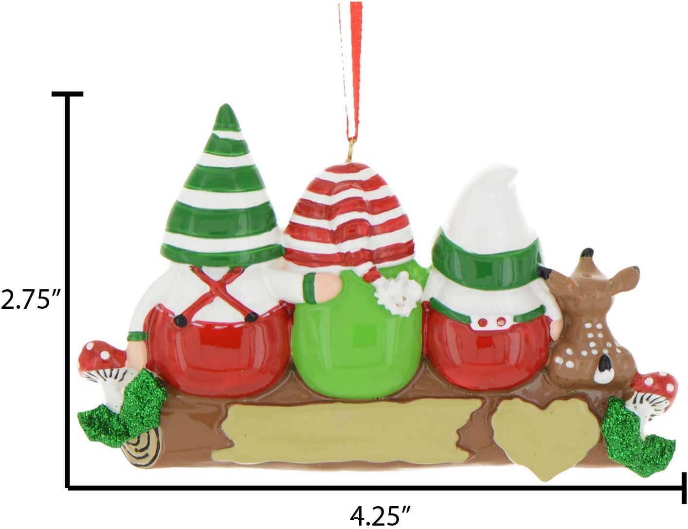 3D Gnome Family of 3 Christmas Ornament 2025 Personalized Family Christmas Ornaments 2025 | Gnomes Log Mushrooms, Deer Personalized Tree Ornaments Customizable Gifts Woodland Gnomes of Three Ornament