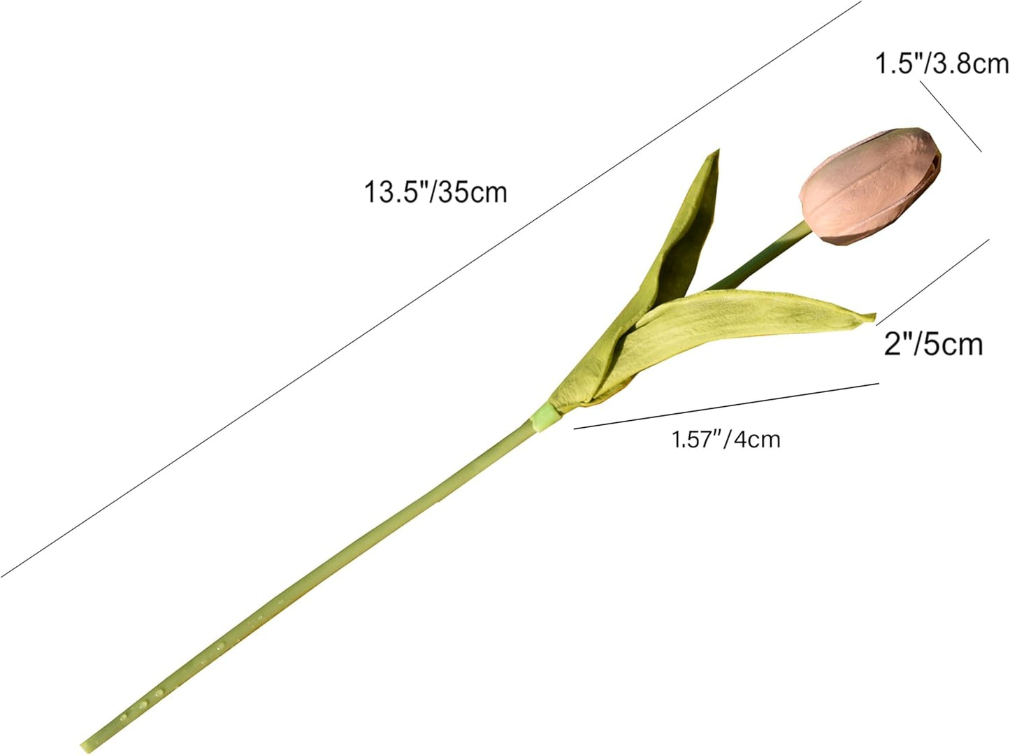 Mandy's Artificial Tulips 20 Stems Brown PU Faux Flowers for Wedding Home Decor 13.5 Inch