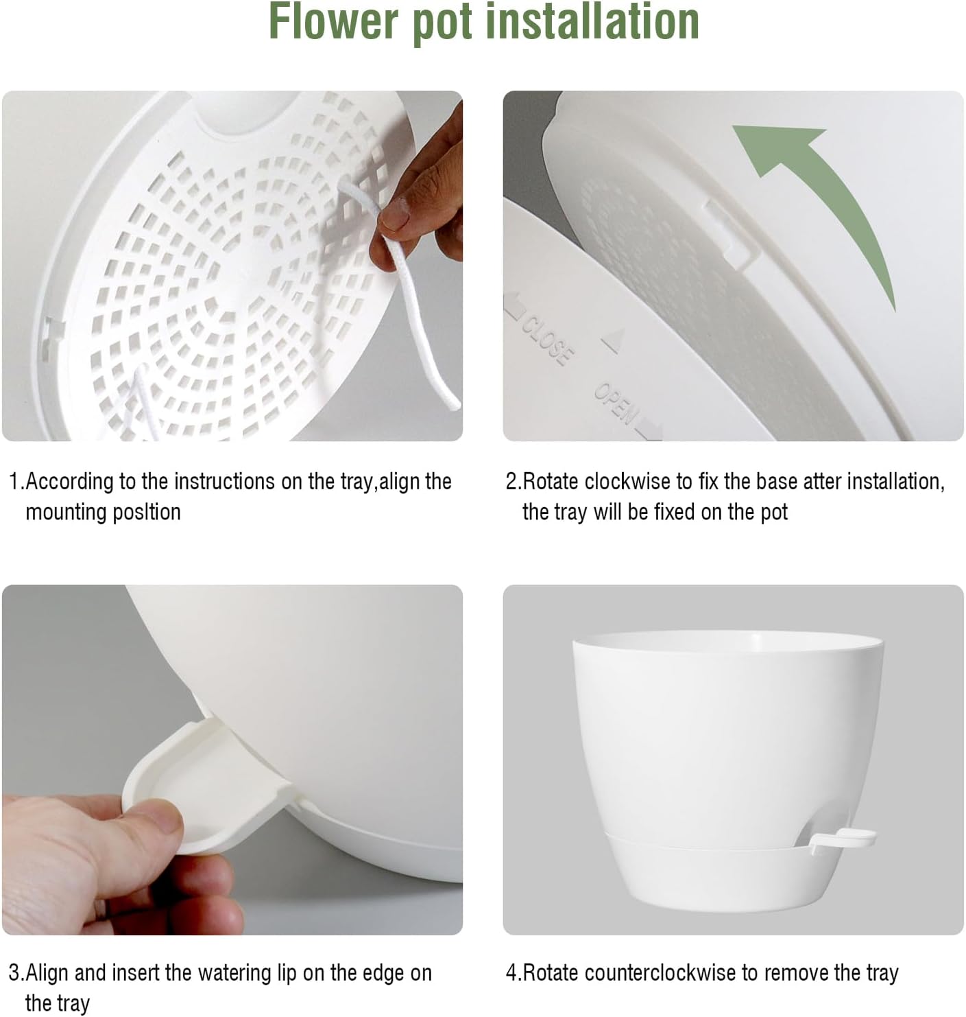 10/9/8 inch Medium Self Watering Pots, Plant Pots with Mesh Drainage Holes for Indoor Outdoor Garden Plants, Flower Pots with Removable Reservoir, Set of 3 Plastic Planters, White