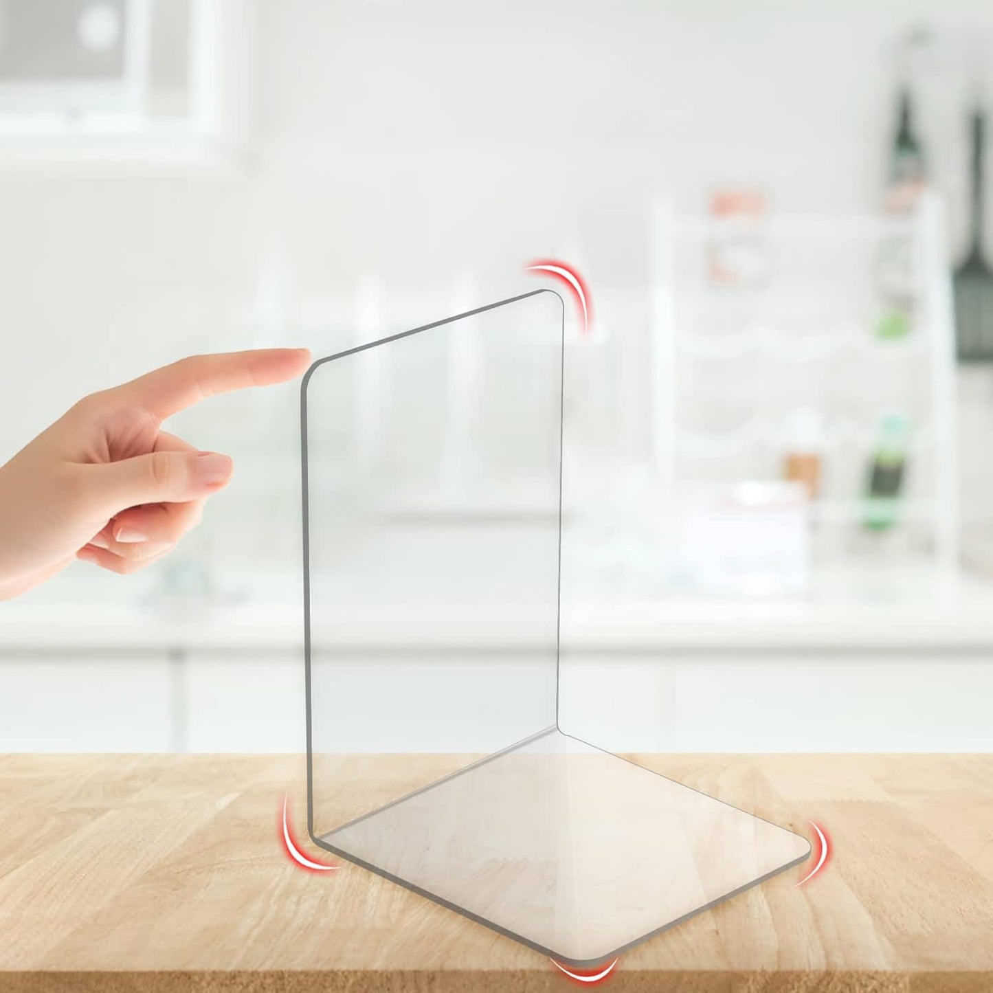 Lulonpon 2 Pieces Book Ends, Bookend, Books Ends for Shelves, Books Ends for Heavy Books, Clear Bookends, Acrylic Bookends for School, Library,Desktop Organizer and Book Shelves