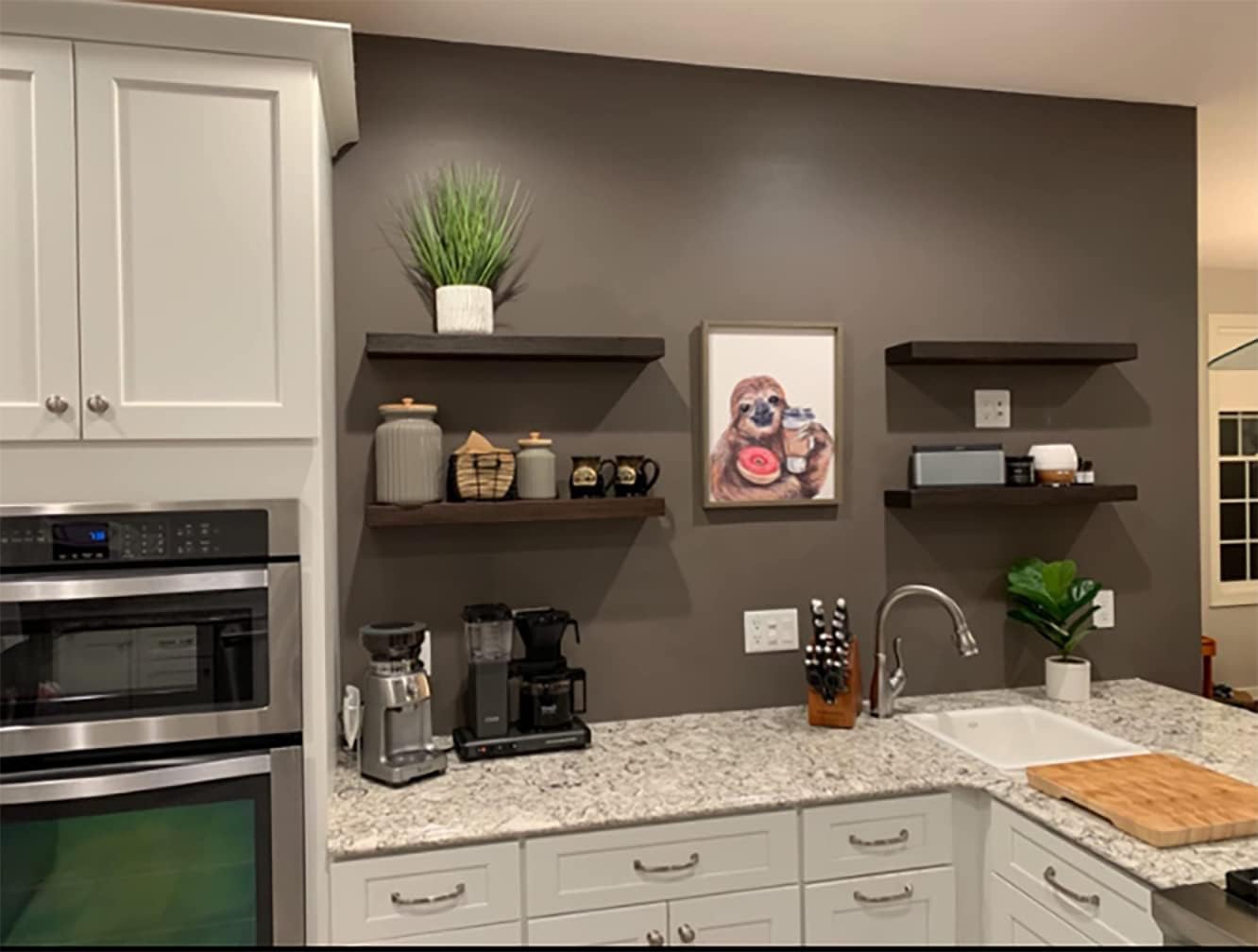 Joel's Antiques - 42 Inch Wooden Floating Shelves for Wall - 42x8x2 in - Made of Natural Wood - Heavy Duty Rustic Wall Shelves for Bedroom - Perfect for Living Room, Kitchen - Mocha