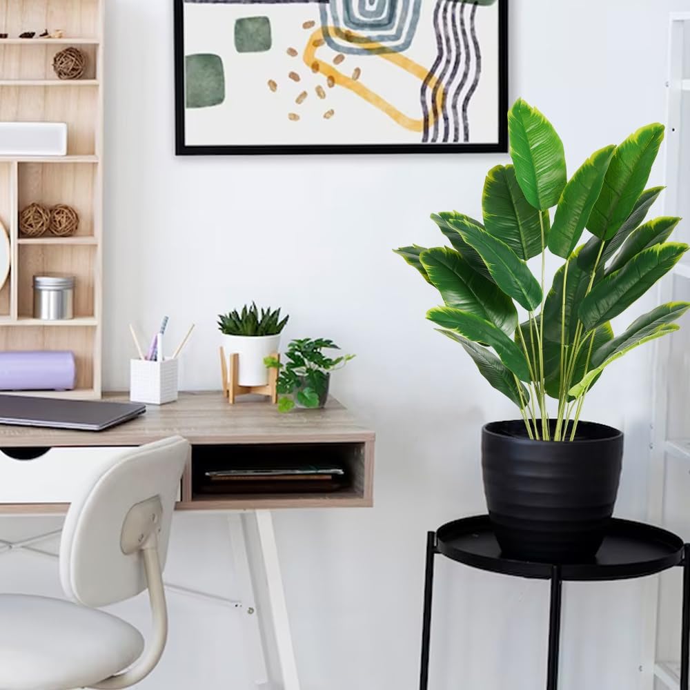 Melorca&Guilla Artificial Plants 2PCS 30“Artificial Bird of Paradise Plants,Faux Banana Tree,Fake Plants Tropical Greenery Shrubs Bushes for Garden Porch Window Box Shop Office Home Décor