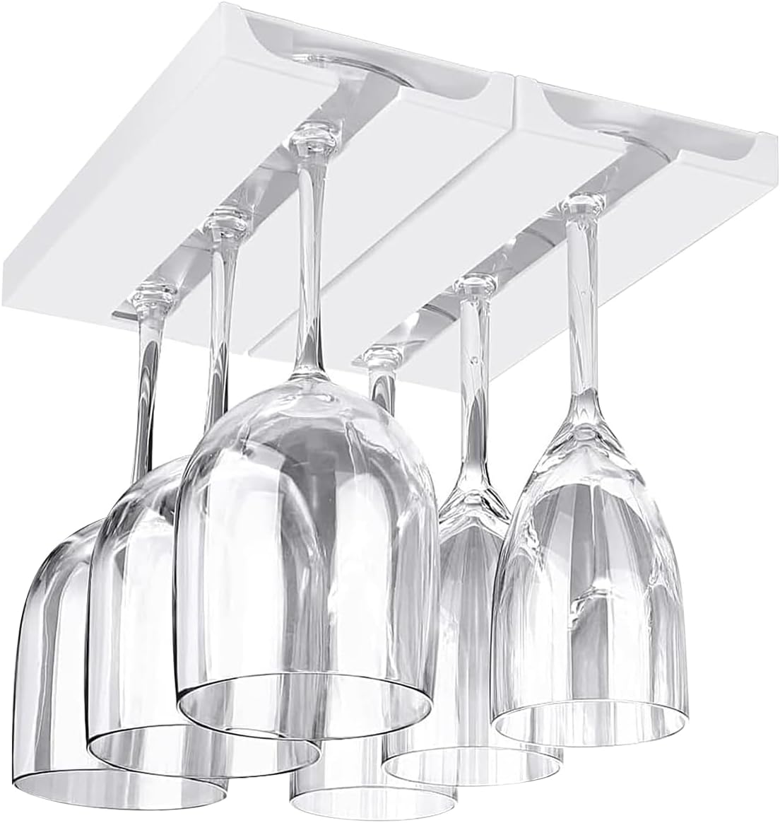 2 Pcs Wine Glass Holder Under Shelf or Cabinet Punch-free,Stemware Rack Glassware Drying Storage Hanger for Kitchen,Bar and Restaurant (White)