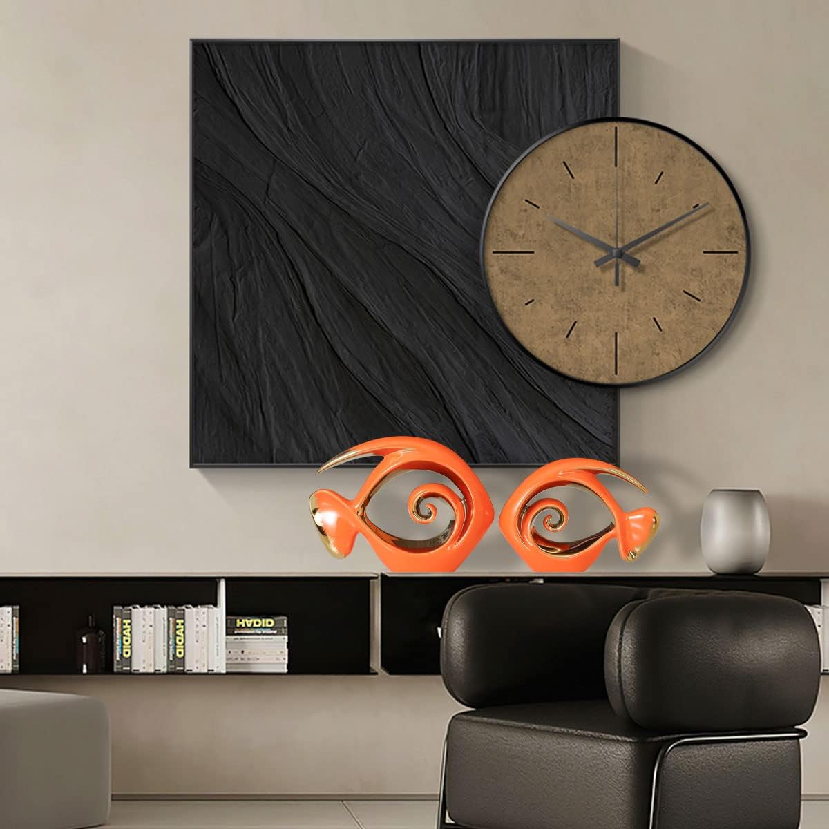 Orange Gold Ceramic Fish Figurines - Coastal Home Decor, Modern Ocean Centerpieces for Living Room, Dining Area, Bathroom, Office, Coffee Table, Beach House, Nautical, Seaside, Entrance, Shelf Display