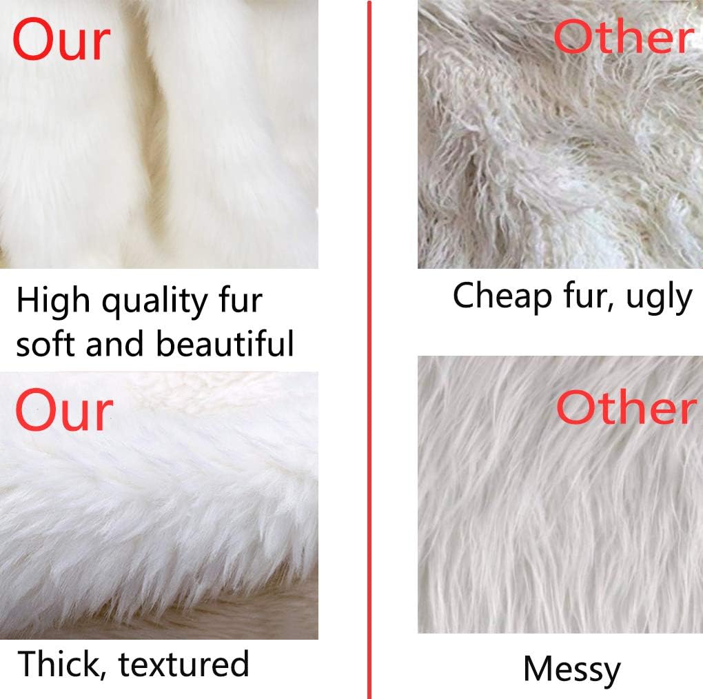 AOGU 48 Inch Faux Fur Christmas Tree Skirt White Plush Skirt for Merry Christmas Party Christmas Tree Decoration