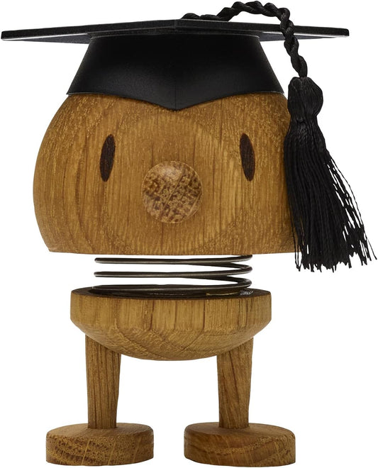 Hoptimist Student IQ Bumble, Woody Brown, Home Decor Ornament - Scandinavian Design, Wood W/Metal Spring, Small - Creates Cheerful Movement