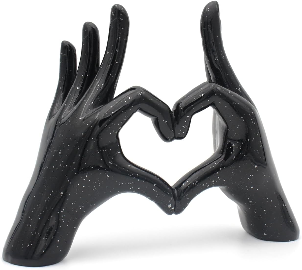 Accessoryway Black Heart Hands Decor Sculpture,Small Love Finger Gesture Decorative Sculpture for Wedding Dresser Shelves Desktop Knick Knacks Home Decor & Ring-Holder Display Stand