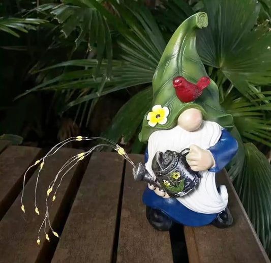 Garden Gnomes Outdoor with LED Solar Light - 11’’Spring Gnomes Decorations for Home/Yard/Patio with Lantern - Solar Garden Statues (Teapot gnome)