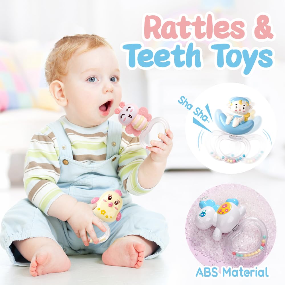 Baby Musical Crib Mobile with Timing Function Projector Lights,Stand-Along Rattles and 150 Melodies Music Box with Remote Control for Newborn 0-24 Months