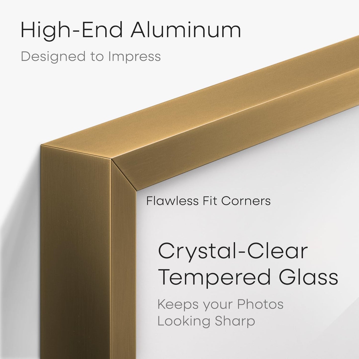 Homeforia 11x11 Picture Frame Brass, High End Metal 11 by 11 Square Bronze Frames with Mat 9 x 9 Photo, 11by11 Poster Frame Matted to 9x9 Print, Wall Hanging Frames, Tempered Glass, Wall Kit, Set of 1