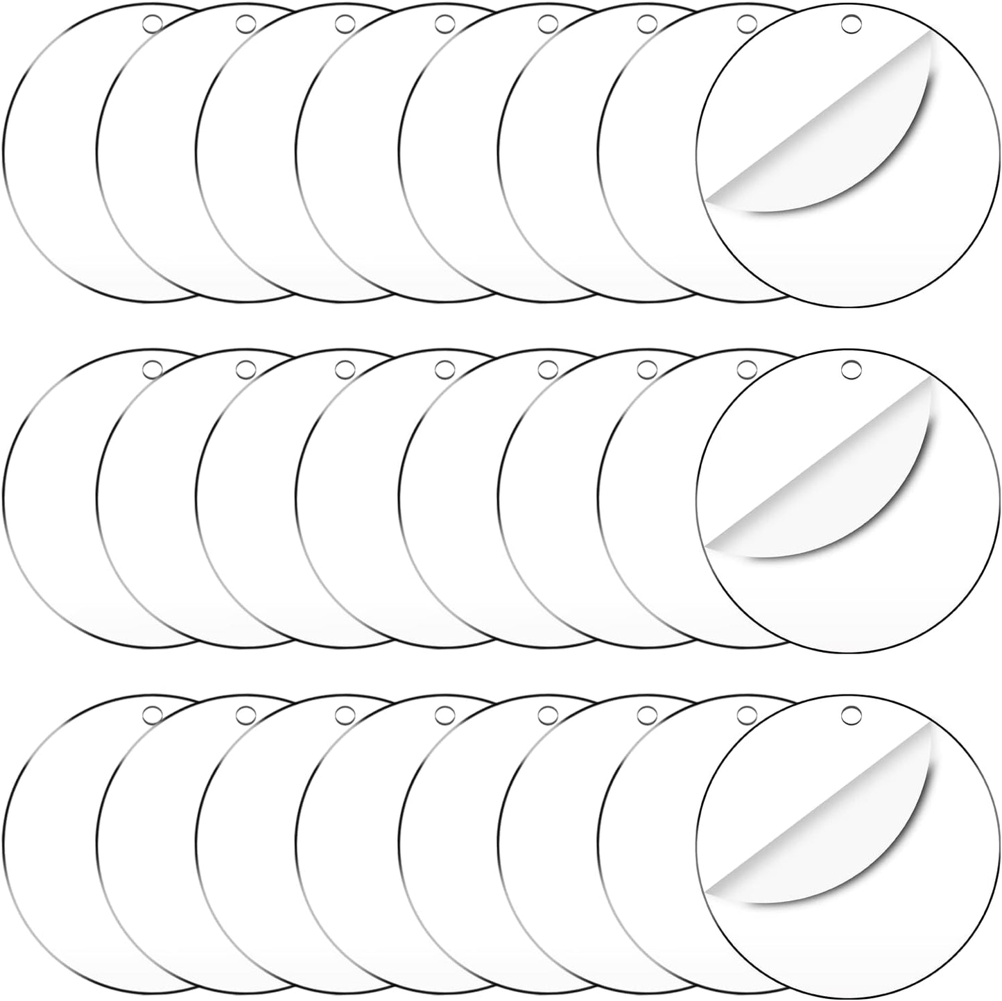 50 Pieces Clear Acrylic Circle with Hole 75x1.5 mm Transparent Acrylic Ornament Blanks 3" Blanks Round Sheets for Decorative Tags with Paintings