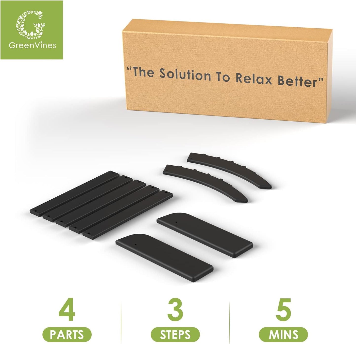 GREENVINES Adirondack-Ottoman | HDPE Plastic | Outdoor Footrest | All Weather | Foot Rest | Foot Stool | Black | for Adirondack Chair | for Patio Backyard Pool