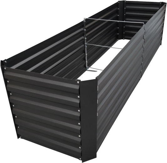 8x2x2FT Metal Raised Garden Bed Kit, Galvanized Outdoor Garden Bed Planter Box for Vegetables, Flowers, Herbs, Succulents and More, Black