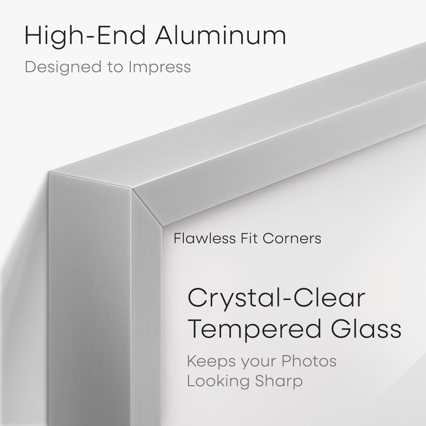 Homeforia 10x10 Picture Frame Silver, High End Metal 10 by 10 Square Frames with Mat 8 x 8 inch Photo, 10by10 Poster Frame Matted to 8x8 Art, Wall or Tabletop Frame, Tempered Glass, Wall Kit, Set of 1