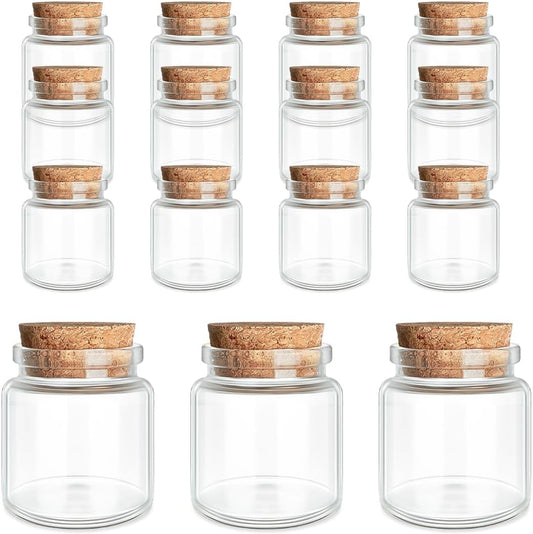 JIUYUE 15 pcs 50 ml Glass Bottle with Cork,Jars with Cork Lids(1.7 oz-1.85x1.96 inch)