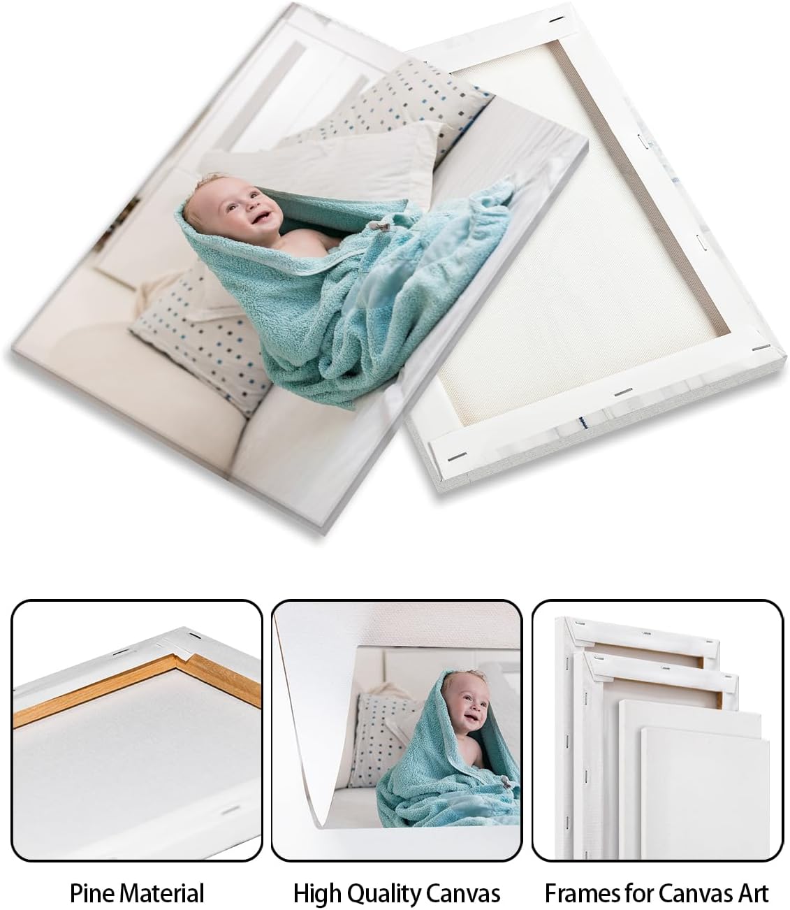 AbcCustomize Canvas Prints with Your Photos, Personalized Photo To Canvas Print for Bedroom, Living Room, Farmhouse Office Decor,Custom Canvas Wall Art for Gifts & Keepsakes, Ready to Hang