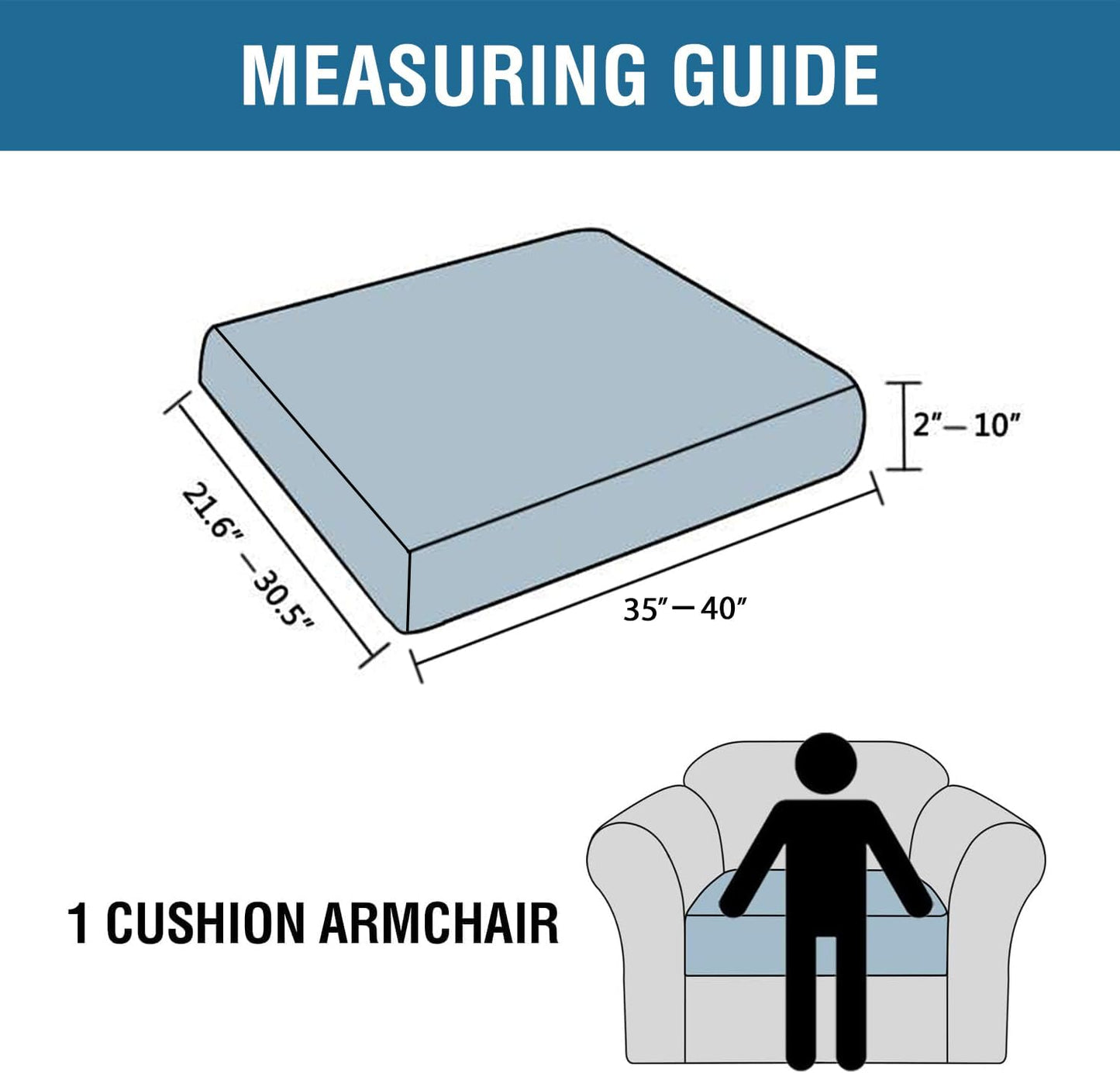 H.VERSAILTEX Super Stretch Individual Seat Cushion Covers Sofa Covers Couch Cushion Covers Slipcover Sets Thick Jacquard Textured Twill Fabric (1 Piece Chair Cushion Cover, Sand)