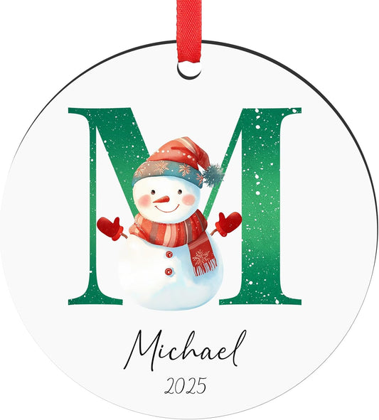 Personalized Christmas Ornaments 2025 Wood Custom Name Date Initial A-Z Monogram Christmas Ornament Personalized Ornament Christmas Xmas Tree Decorations for Kids Couples Family Friends