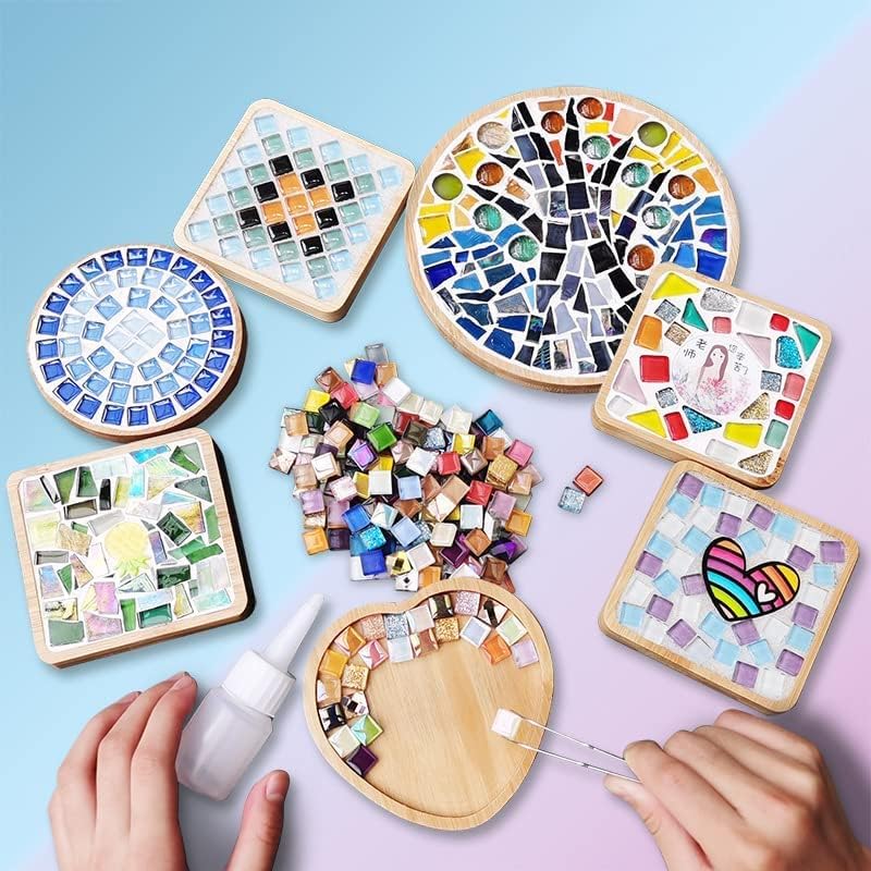 1.1 LB Irregular Crystal Mosaic Tiles,Small Particle Color Decal Crystal Glass Tile DIY Hobbies Children Handmade Crystal Craft for DIY Handmade Decorative Materials (Lemon Yellow Series)