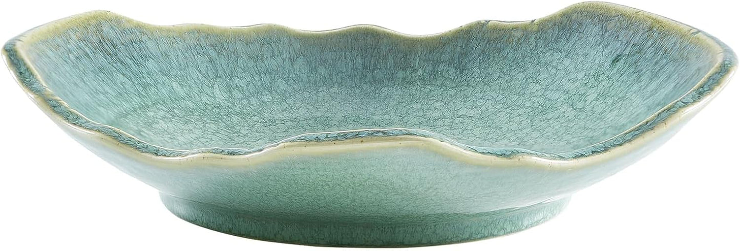 Ceramic Decorative Dish, 12'' Large Green Decorative Bowl, Versatile Centerpiece Decor, Key Bowl, Gift Decor Tray for Entryway Table Living Room Dining (12'' Dish)