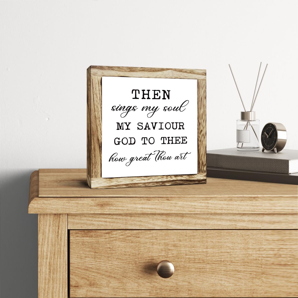 Rustic Wood Sign – ‘Sings My Soul’ Inspirational Wooden Plaque – Small Table or Shelf Decor, Spiritual Desk Sign, Wall Art for Home, Bedroom, Farmhouse Living Room, Motivational Quote, Home Decoration