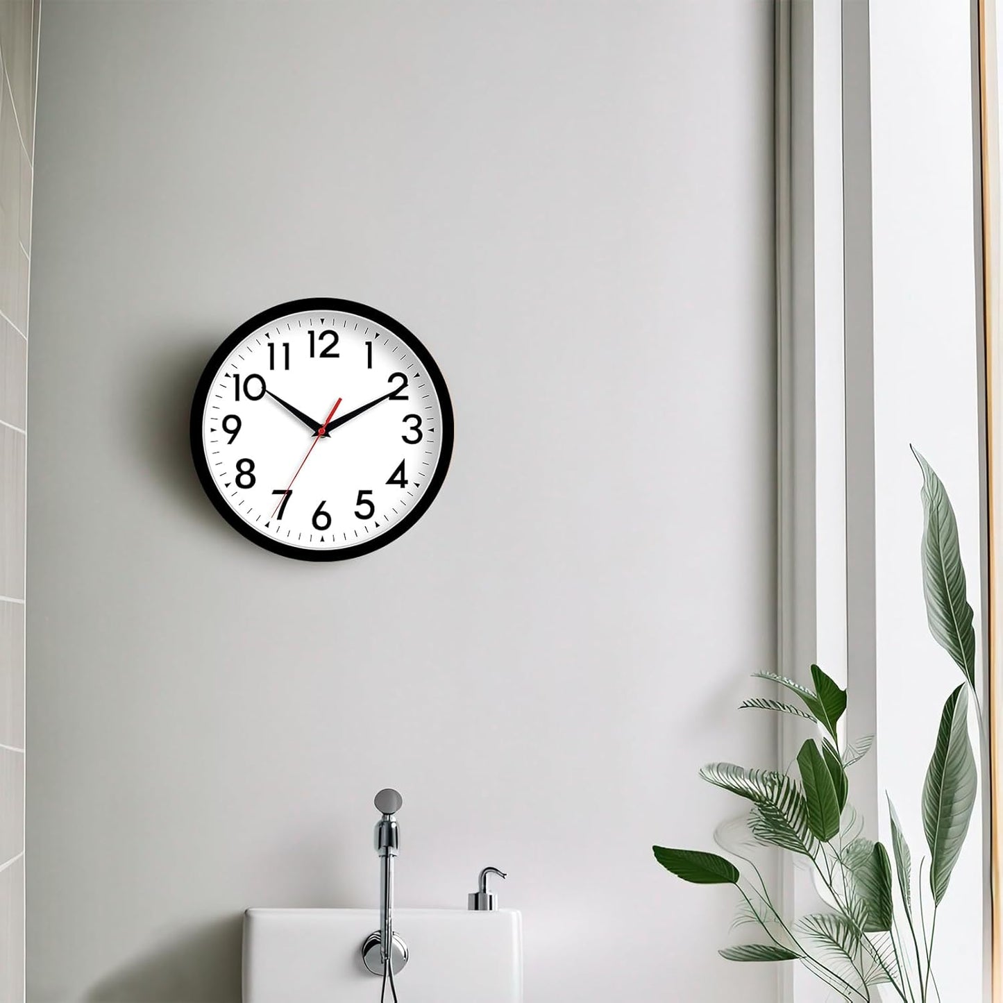 Wall Clock Analog 10 Inch Silent Non Ticking Battery Operated Modern Decorative for Living Room Kitchen Office Bedroom Bathroom(Black)