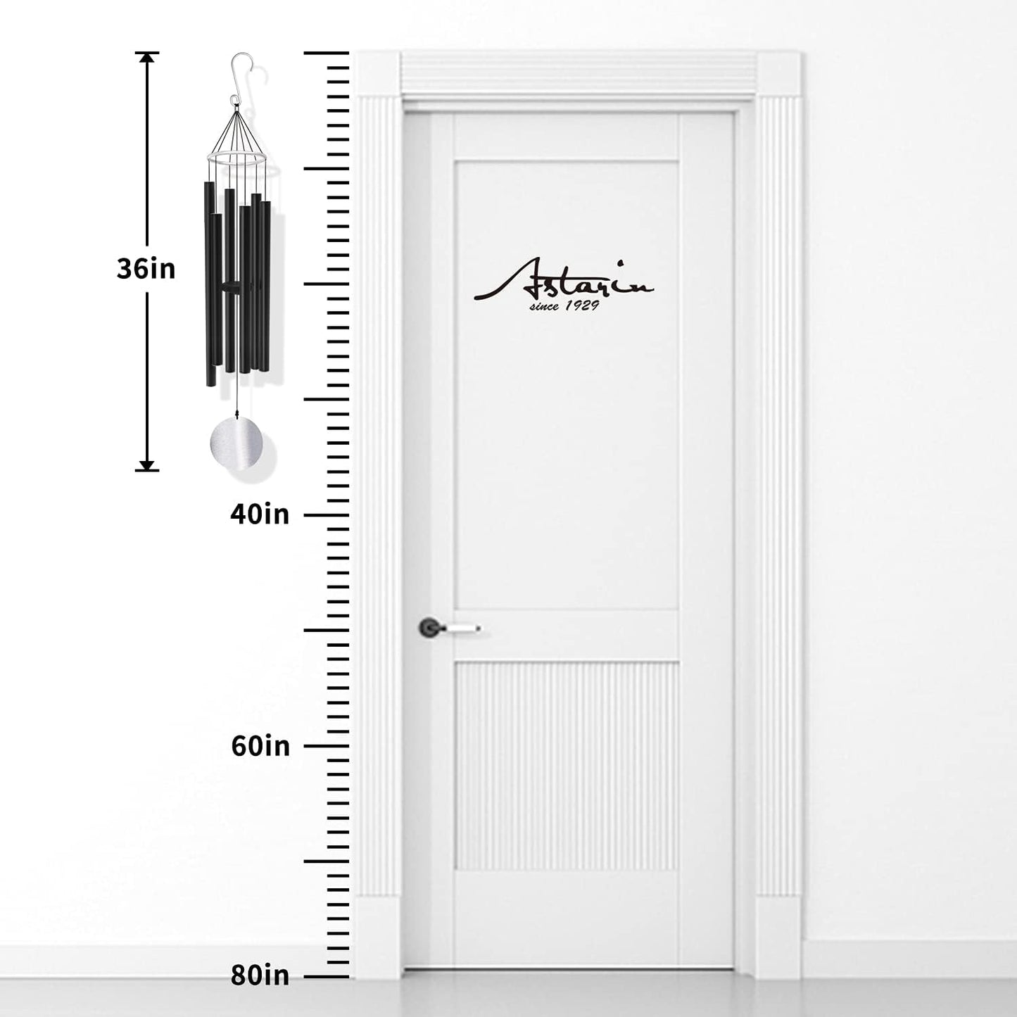 ASTARIN Wind Chimes Outdoor Large Deep Tone,36 Inch Large Chimes for Outside Tuned Relaxing Soothing Low Bass,Memorial Windchimes Sympathy for Mom Dad,Black