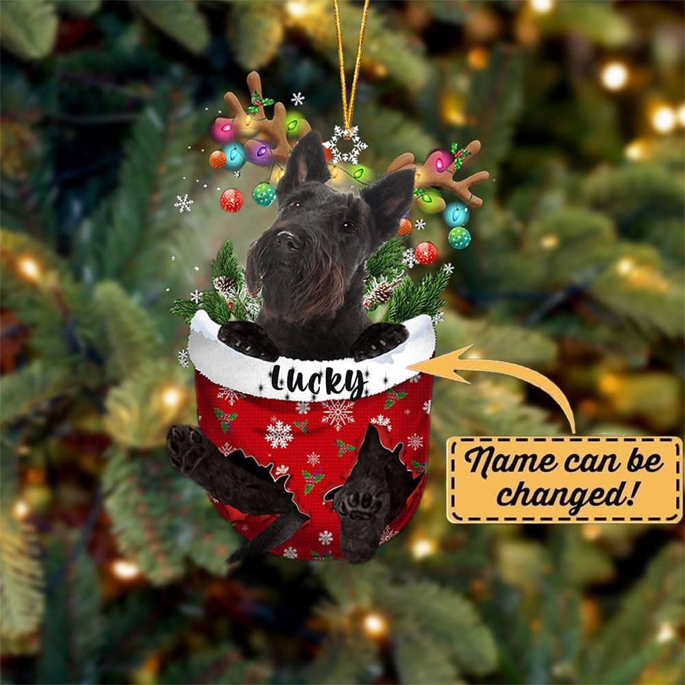Scottish Terrier Dog Christmas Ornament, Scottish Terrier in Snow Pocket Christmas Tree Ornament, Dog Lovers Gift Idea Xmas Decor, Christmas Decorations for Tree, Christmas Ornament Gift for Dog Lover