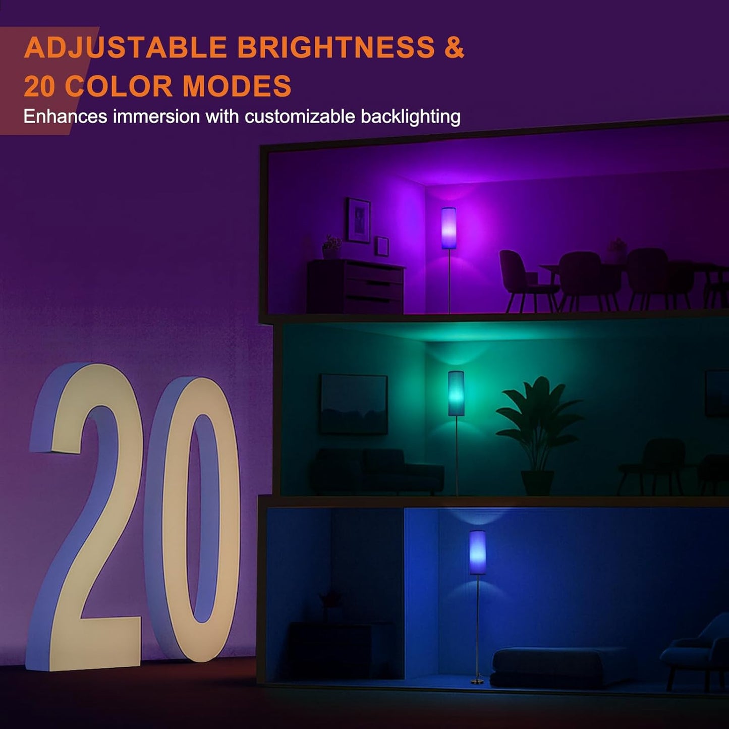 FRIDEKO HOME Pink Shade Floor Lamp with RGB Music Sync, 16 Million Colors & Stepless Dimming 2700K-6500K, 3CCT, 800LM LED Bulb with App & Remote, Modern Standing Light for Living Room, Bedroom, Office