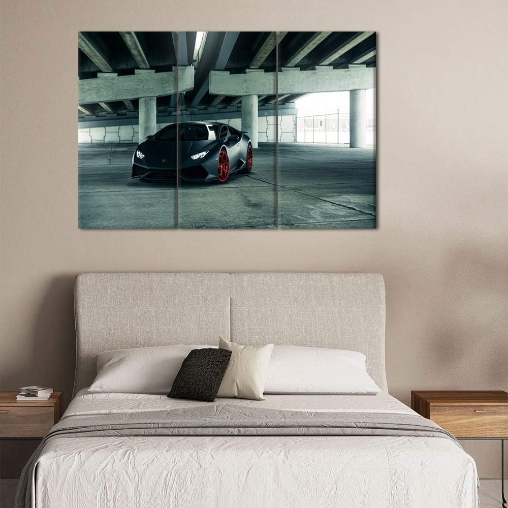 3 Piece Wall Art Wide Angle Shot of Sports Car Painting The Picture Print On Canvas Car Pictures for Home Decor Decoration Gift Piece Stretched by Wooden Frame,Ready to Hang - 40 x 20inch x 3 panels