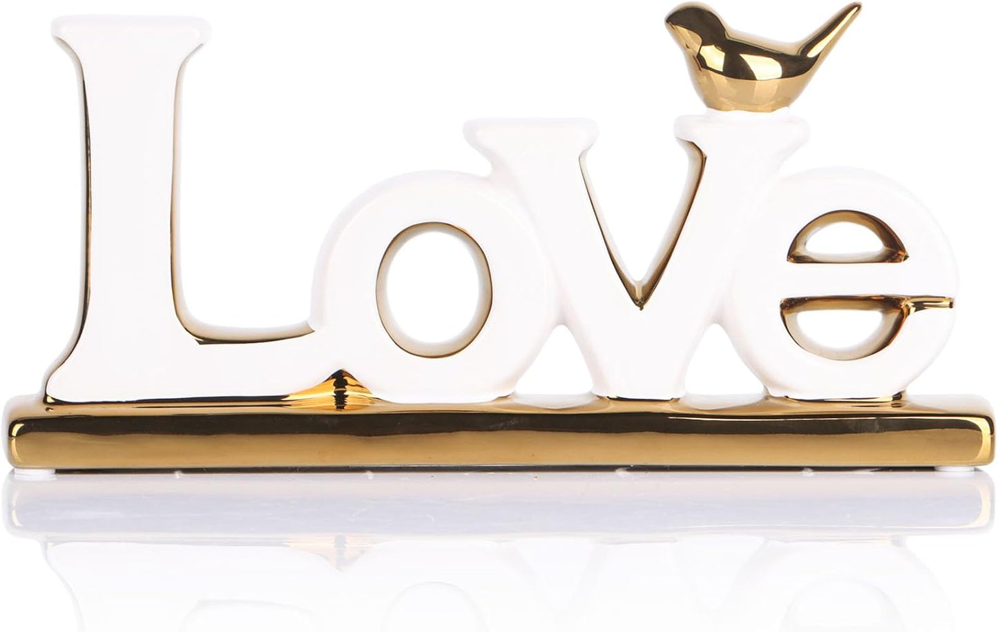 Love Sign Decoration,White and Gold Love Signs for Home Decor Statue,Modern Bird Sculpture Personalized Love Decor,Gold Style Figurine Decorative Ornaments for Living Room,Bedroom,Desktop,Cabinets