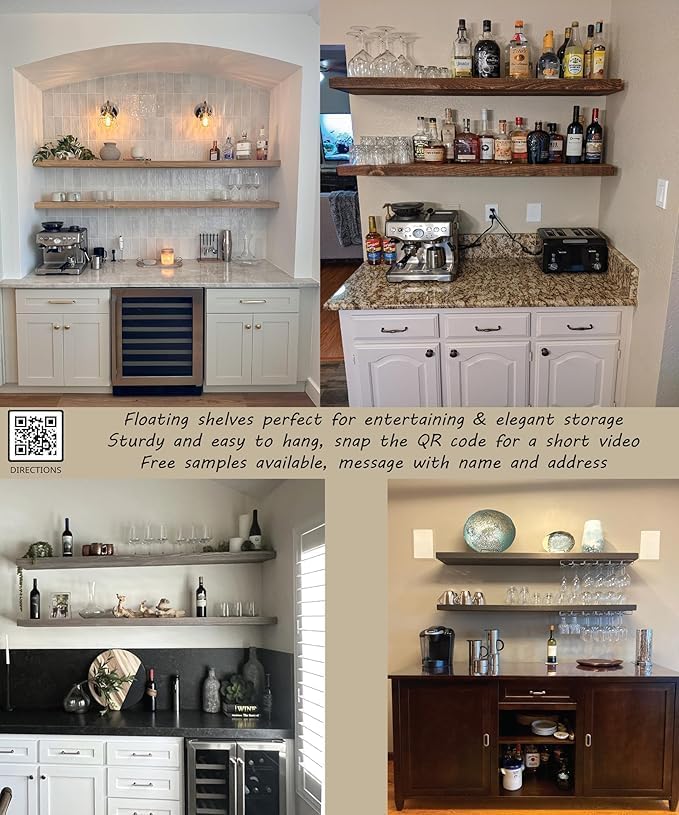 Joel's Antiques - 48 Inch Wooden Floating Shelves for Wall - 48x12x2 in - Made of Natural Wood - Long Heavy Duty Rustic Wall Shelves for Bedroom - Perfect for Living Room, Kitchen - Natural