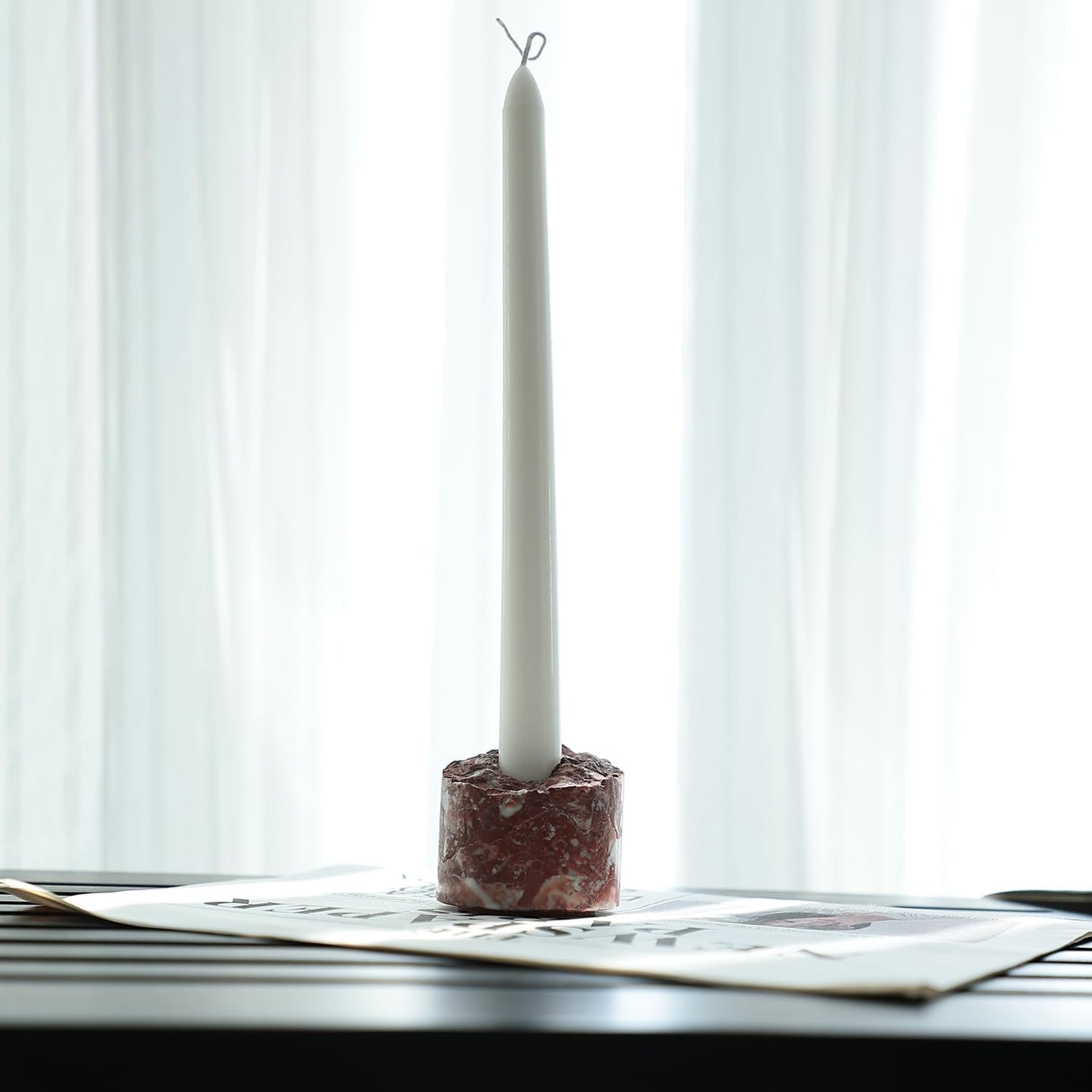 Travertine Candle Holder - Handmade Marble Candlestick Holder for Taper Candle - Vintage Small Stone Candle Sticks Holder Decor for Table Centerpieces, Wedding, Party, Fits 3/4 Inch Thick Candle