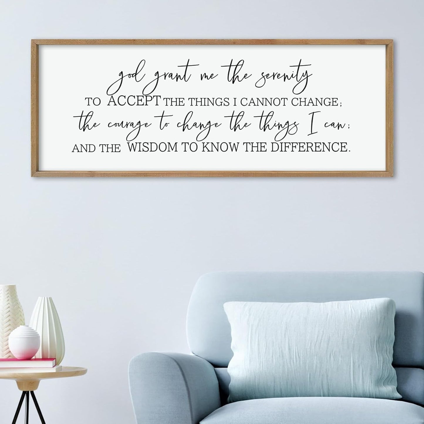 LuZhiQiang God Grant Me Prayer Wall Decor Art 40"×15" Serenity Prayer Bible Verse Sign Scripture Large Wood Framed Wall Hanging (Wood)