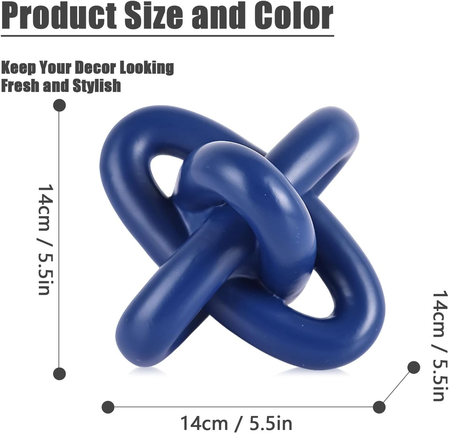 XMGZQ Blue Knot Decor for Coffee Table Book,Chain Link Decor for Bookshelf Entry Table TV Stand,Navy Knot Sculpture for Home Living Room,Object Decoracions para sala,adornos para sala Modernos