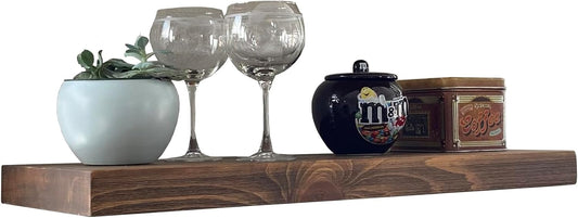 joelsantiques - 36 Inch Wooden Floating Shelves for Wall - 36x8x2 in - Made of Natural Wood - Heavy Duty Rustic Wall Shelves for Bedroom - Perfect for Living Room, Kitchen - Medium Brown