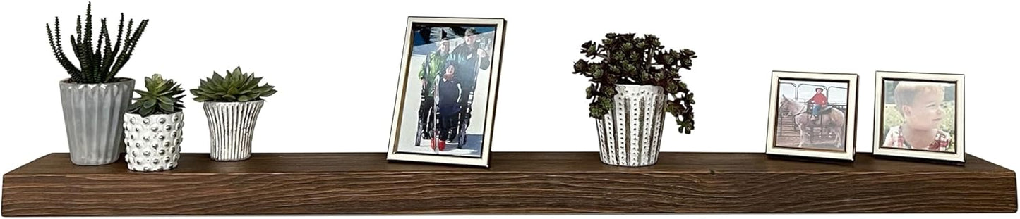 joelsantiques 54 Inch Wooden Floating Shelves for Wall - 54x8x2 in - Made of Natural Wood - Heavy Duty Rustic Wall Shelves for Bedroom - Perfect for Living Room, Kitchen - Medium Brown