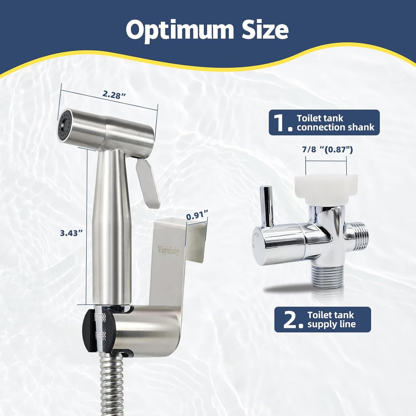 Handheld Bidet Sprayer for Toilet - Bidets for Existing Toilets Adjustable Water Pressure with Bidet Hose for Feminine Wash, Stainless Steel Muslim Shower Jet Spray for Toilet (Warm and Cold)