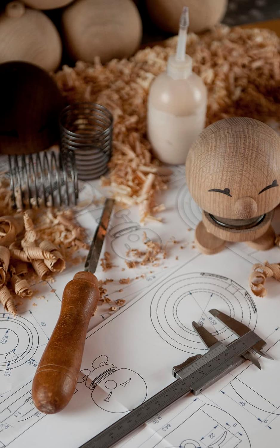 Hoptimist Bimble Whimsical Elegance in a Playful Figure, Adding Joyful Character to Your Space Scandinavian Design - Large Oak, 4.72 x 5.91 x 4.33 inches