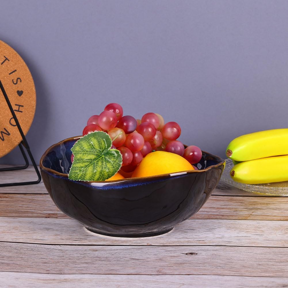 6" Blue Ceramic Decorative Bowl, Entryway Table Decor Pottery Key Bowl, Candy Dish, Salad Bowl, Blue Decor Small Jewelry Trinket Dish for Bedroom, Centerpiece, Bedside Table, Living Room Decor